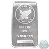 Image 1 : Sunshine Mint 5oz .999 Fine Silver Bar (TAX Exempt) with Mint Mark security logo on the reverse.