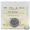 Image 1 : 5-cent Canada 1951 Low Relief ICCS Certified MS-65