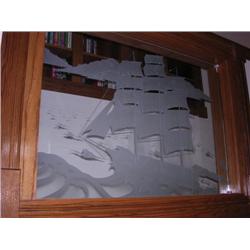 Etched Glass of Sailing Ship