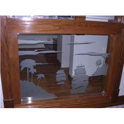 Etched Glass of Sailing Ships
