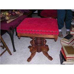 Antique Carved walnut piano stool