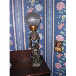 Antique Art Noveau Brass Lamp