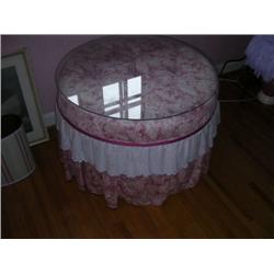 Overstuffed rose floral ottoman