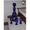 Image 1 : Hand Painted Blue Decanter