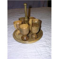 Jamaican wooden egg cups with stand