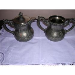 1800 Ornate creamer & sugar