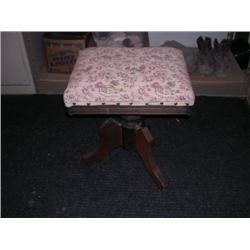 Antique piano stool w/tapestry