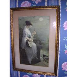Antique Print w/gold leaf frame