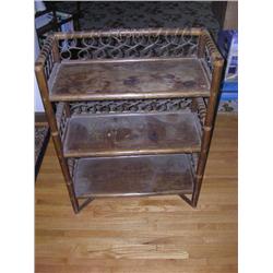 Antique Wicker/Cane 3 shelf stand