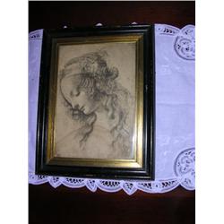 Art Noveau print - lady's face