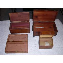 Lot of 4 wooden boxes, cedar