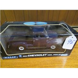 Chevy C10 1954 pickup truck on oak base (Blue colour) 1/16 scale