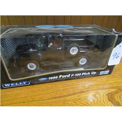 Ford F100 1956 pickup truck on oak base (Black colour) 1/16 scale