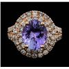 Image 1 : 14KT Rose Gold 3.20ct Tanzanite and Diamond Ring