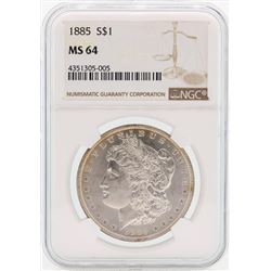 1885 $1 Morgan Silver Dollar Coin NGC MS64