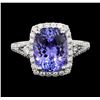 Image 1 : 18KT White Gold 4.28ct Tanzanite and Diamond Ring