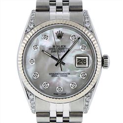 Rolex Mens Stainless Steel 1.00ctw Diamond Datejust Wristwatch