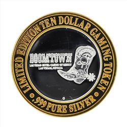 .999 Silver Boomtown Las Vegas $10 Casino Gaming Token Limited Edition