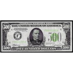 1934 $500 Federal Reserve Note Atlanta Light Green Seal