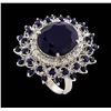 Image 4 : 14KT White Gold 13.70ctw Sapphire and Diamond Ring