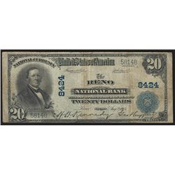 1902 $20 The Reno National Bank Nevada National Currency Note