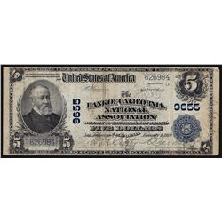 1902 $5 Bank of California National Currency Note