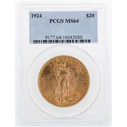 1924 $20 St. Gaudens Double Eagle Gold Coin PCGS MS64