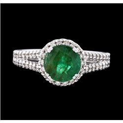 14KT White Gold 1.23ct Emerald and Diamond Ring