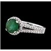 Image 2 : 14KT White Gold 1.23ct Emerald and Diamond Ring