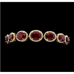 14KT Yellow Gold 37.85ctw Ruby and Diamond Bracelet