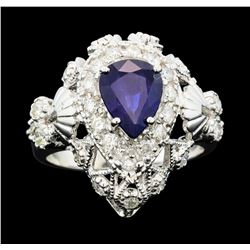 14KT White Gold 2.07ct Sappire and Diamond Ring