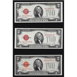 Lot of (3) 1928 $2 Red Seal Legal Tender Note