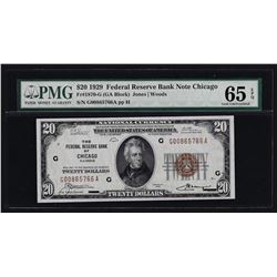 1929 $20 Federal Reserve Bank Note Chicago PMG Gem Uncirculated 65EPQ