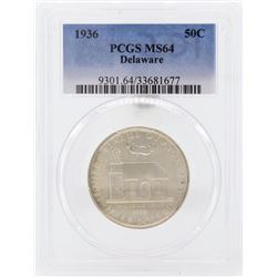 1936 Delaware Tercentenary Commemorative Half Dollar Coin PCGS MS64