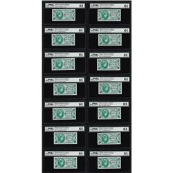 (14) Consecutive 10 Cent Military Payment Certificates Series 641 PMG CU64
