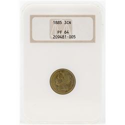 1885 Three Cent Nickel Proof Coin NGC PF64