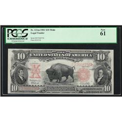 1901 $10 Bison Legal Tender Currency Note PCGS New 61 Mule