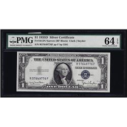 1935D $1 Silver Certificate Note Narrow PMG Choice Uncirculated 64EPQ