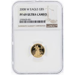 2008-W $5 American Gold Eagle Coin NGC PF69 Ultra Cameo