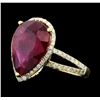 Image 2 : 14KT Yellow Gold 6.14ct Ruby and Diamond Ring