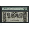 Image 1 : 1840s $1 The Bank of the Valley in Virginia Obsolete Note PMG Superb Gem Unc 68E