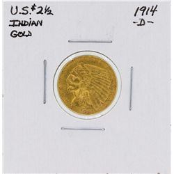 1914-D $2 1/2 Indian Head Quarter Eagle Gold Coin