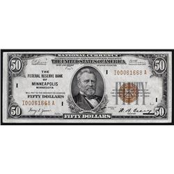 1929 $50 National Currency Federal Reserve Bank of Minneapolis