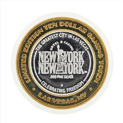 .999 Silver New York New York $10 Casino Gaming Token Limited Edition
