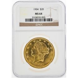 1904 $20 Liberty Head Double Eagle Gold Coin NGC MS64