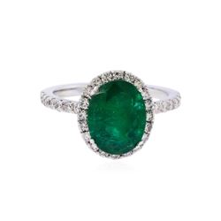 14KT White Gold 2.95ct Emerald and Diamond Ring