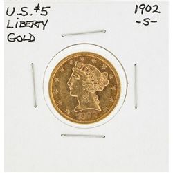 1902-S $5 Liberty Head Half Eagle Gold Coin