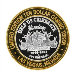 .999 Silver Flamingo Las Vegas $10 Casino Gaming Token Limited Edition