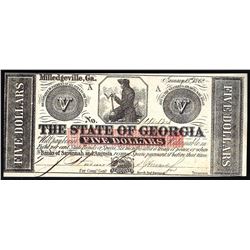 1862 $5 The State of Georgia Obsolete Bank Note
