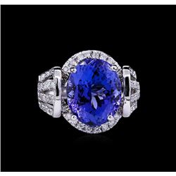 14KT White Gold 8.18ct Tanzanite and Diamond Ring